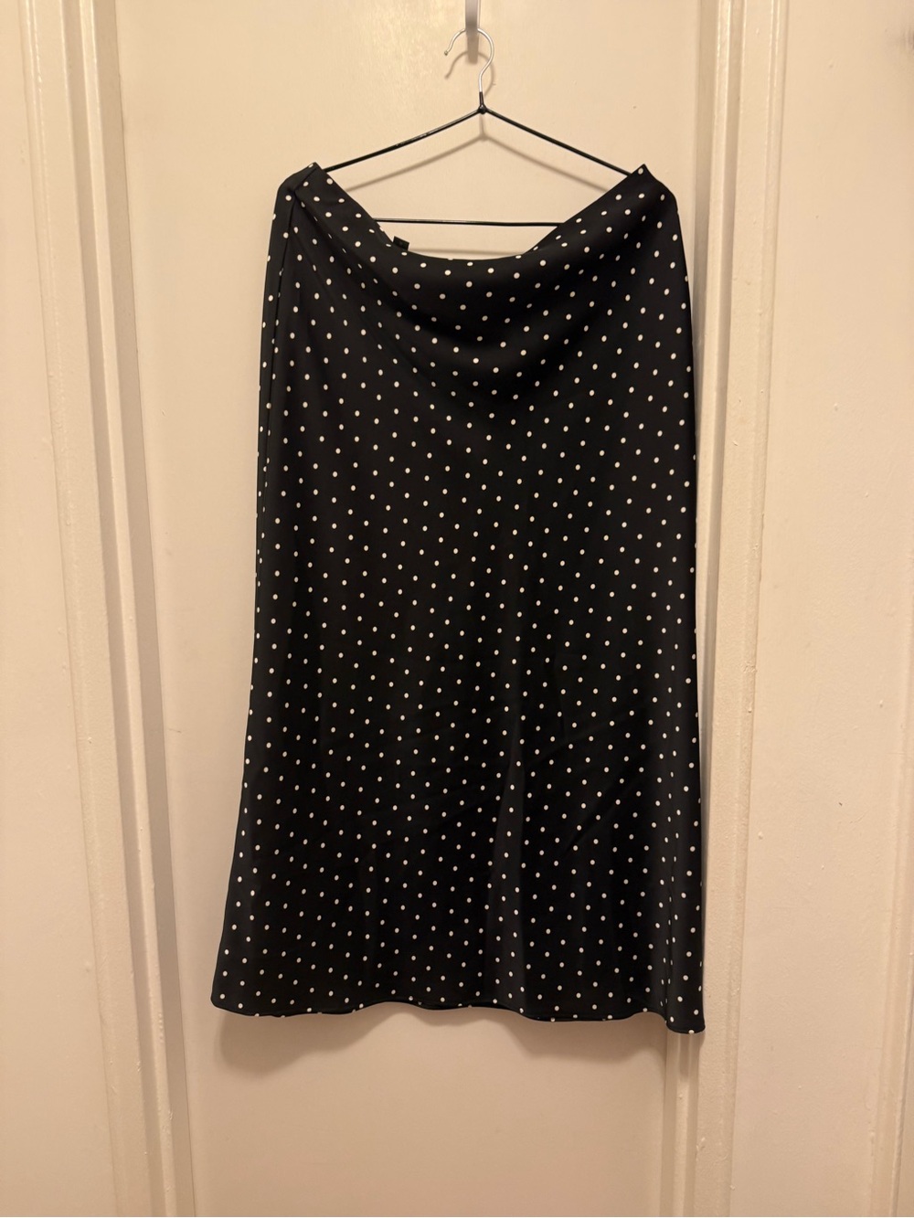 Black Polka Dot Midi Skirt - Classic Women’s A-Line